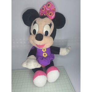 Vtg Disney Minnie Mouse Plush Large 20" Stuffed Animal Purple‎ Dress